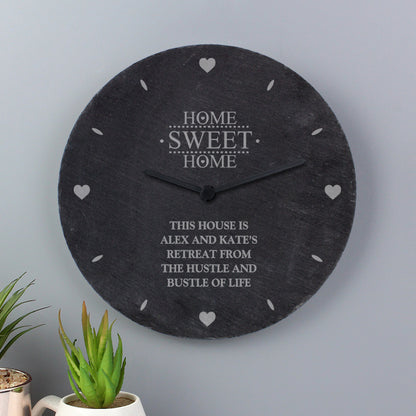Personalised Home Sweet Home Slate Clock - MK&JD Gifts