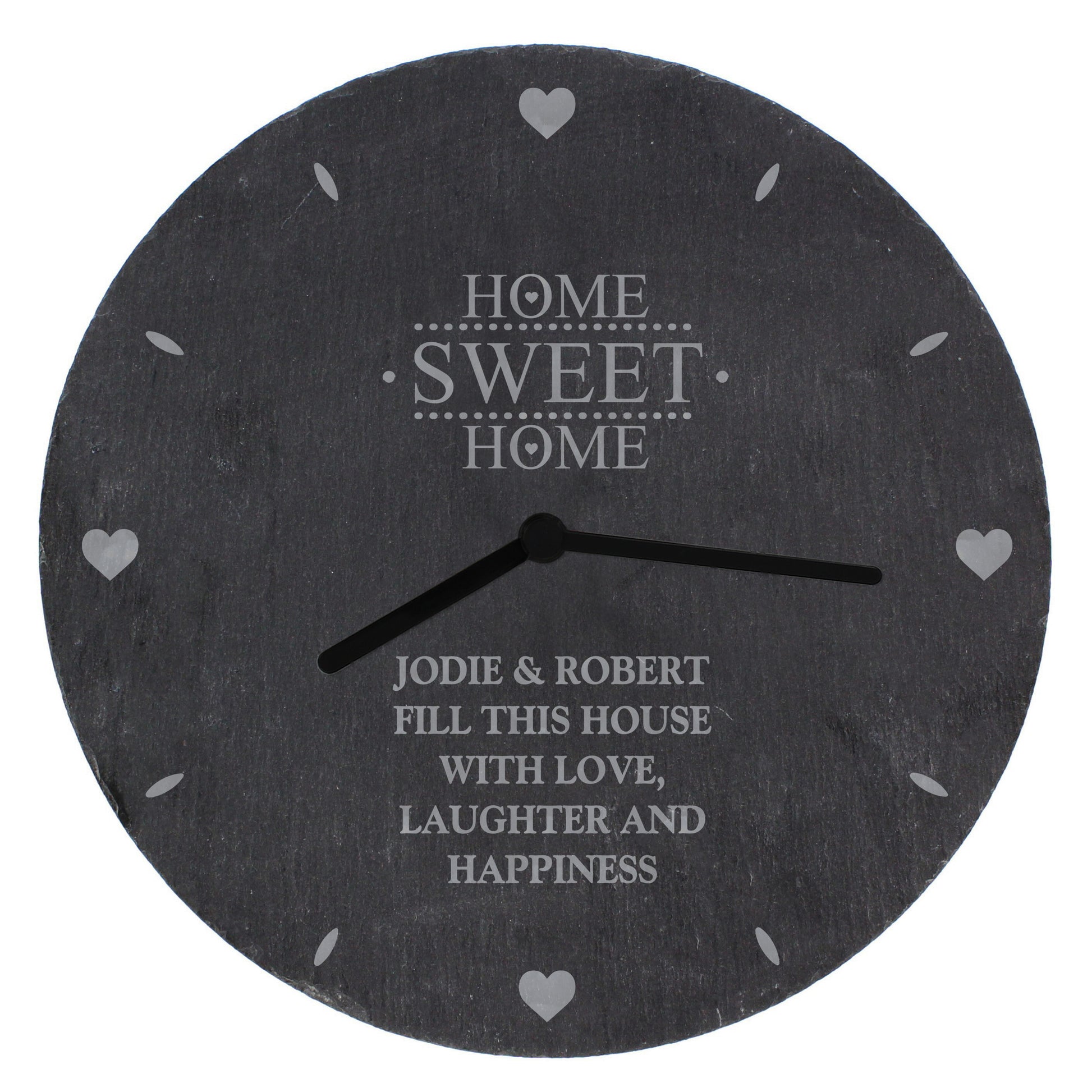 Personalised Home Sweet Home Slate Clock - MK&JD Gifts