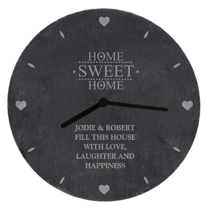 Personalised Home Sweet Home Slate Clock - MK&JD Gifts