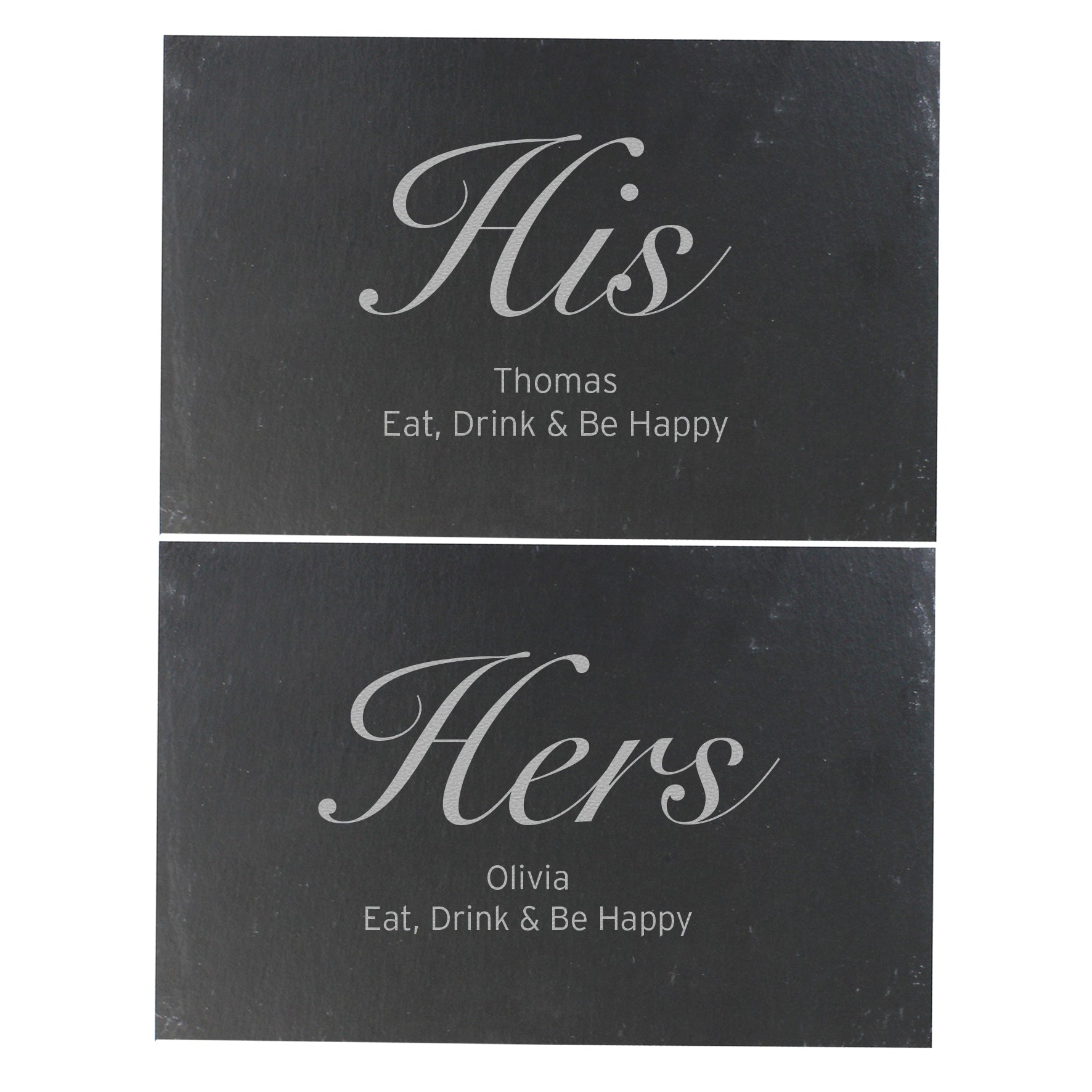 Personalised His and Hers Slate Placemat Set - MK&JD Gifts