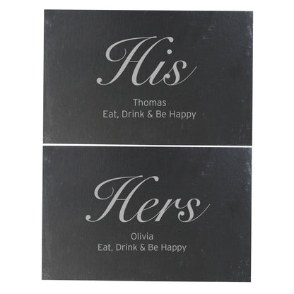 Personalised His and Hers Slate Placemat Set - MK&JD Gifts