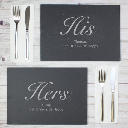 Personalised His and Hers Slate Placemat Set - MK&JD Gifts