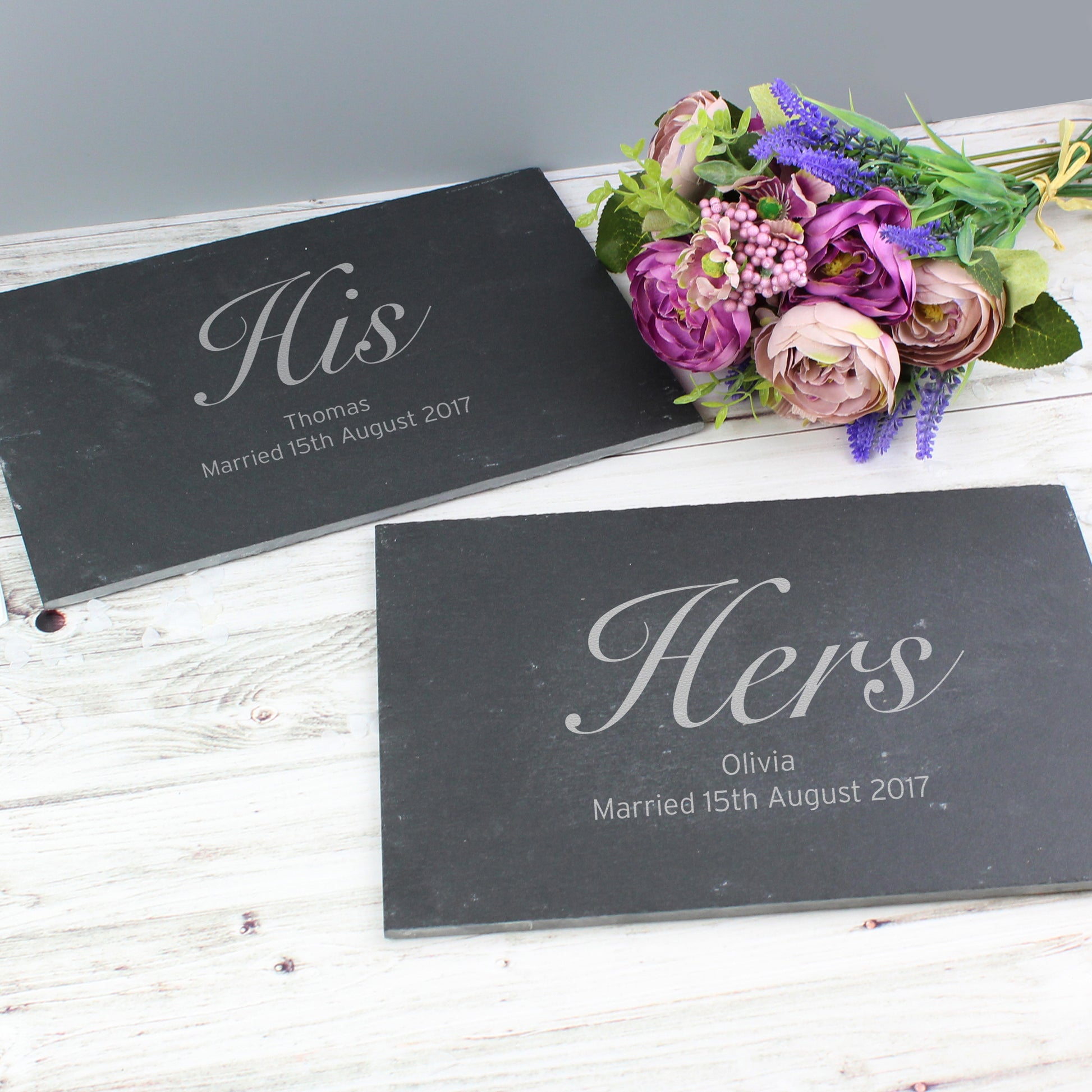 Personalised His and Hers Slate Placemat Set - MK&JD Gifts