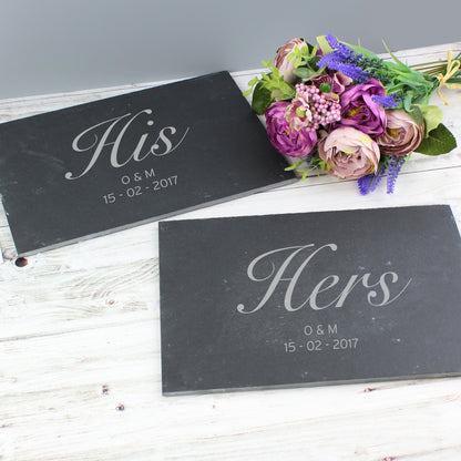 Personalised His and Hers Slate Placemat Set - MK&JD Gifts