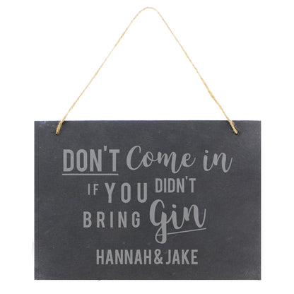 Personalised Gin Large Hanging Slate Sign - MK&JD Gifts