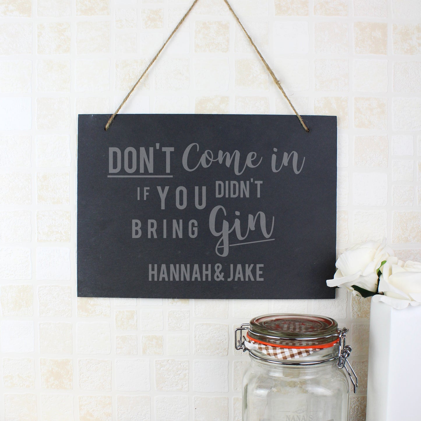 Personalised Gin Large Hanging Slate Sign - MK&JD Gifts