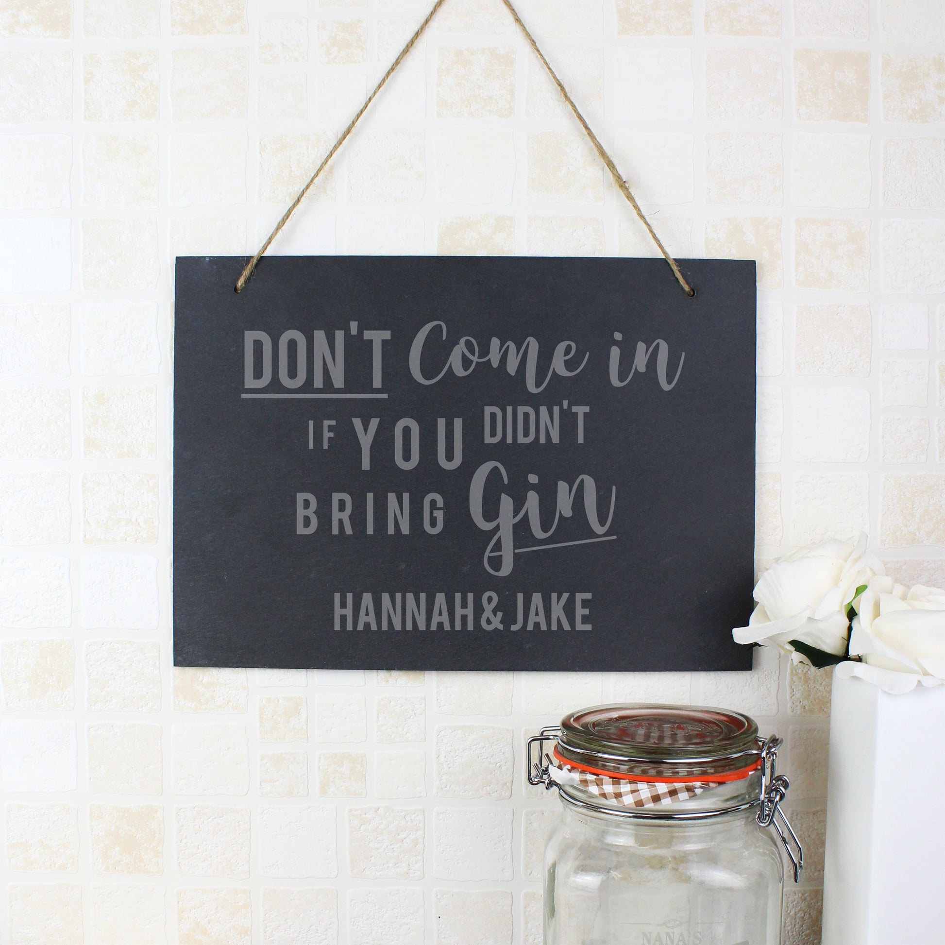 Personalised Gin Large Hanging Slate Sign - MK&JD Gifts