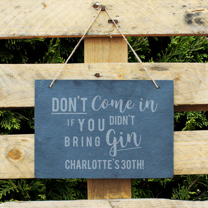 Personalised Gin Large Hanging Slate Sign - MK&JD Gifts