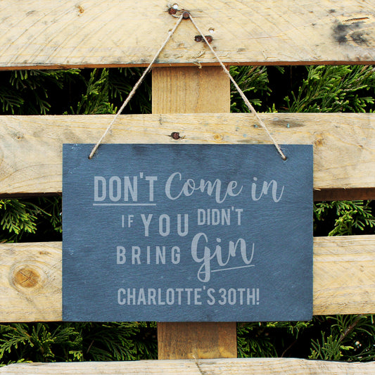 Personalised Gin Large Hanging Slate Sign - MK&JD Gifts