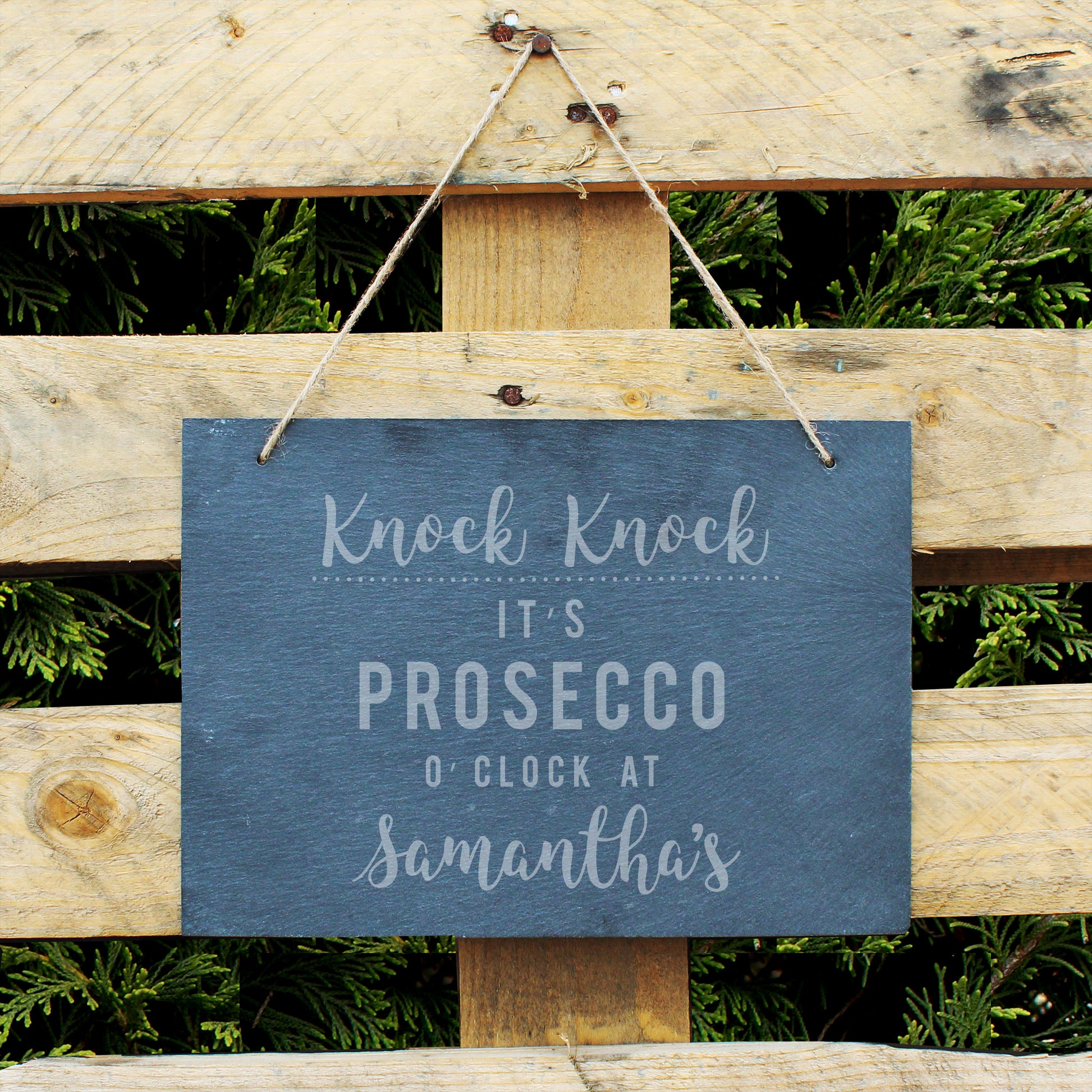 Personalised Prosecco O'Clock Large Hanging Slate Sign - MK&JD Gifts
