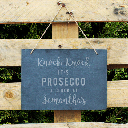 Personalised Prosecco O'Clock Large Hanging Slate Sign - MK&JD Gifts