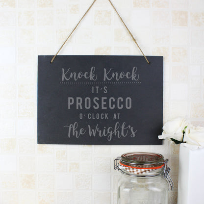 Personalised Prosecco O'Clock Large Hanging Slate Sign - MK&JD Gifts