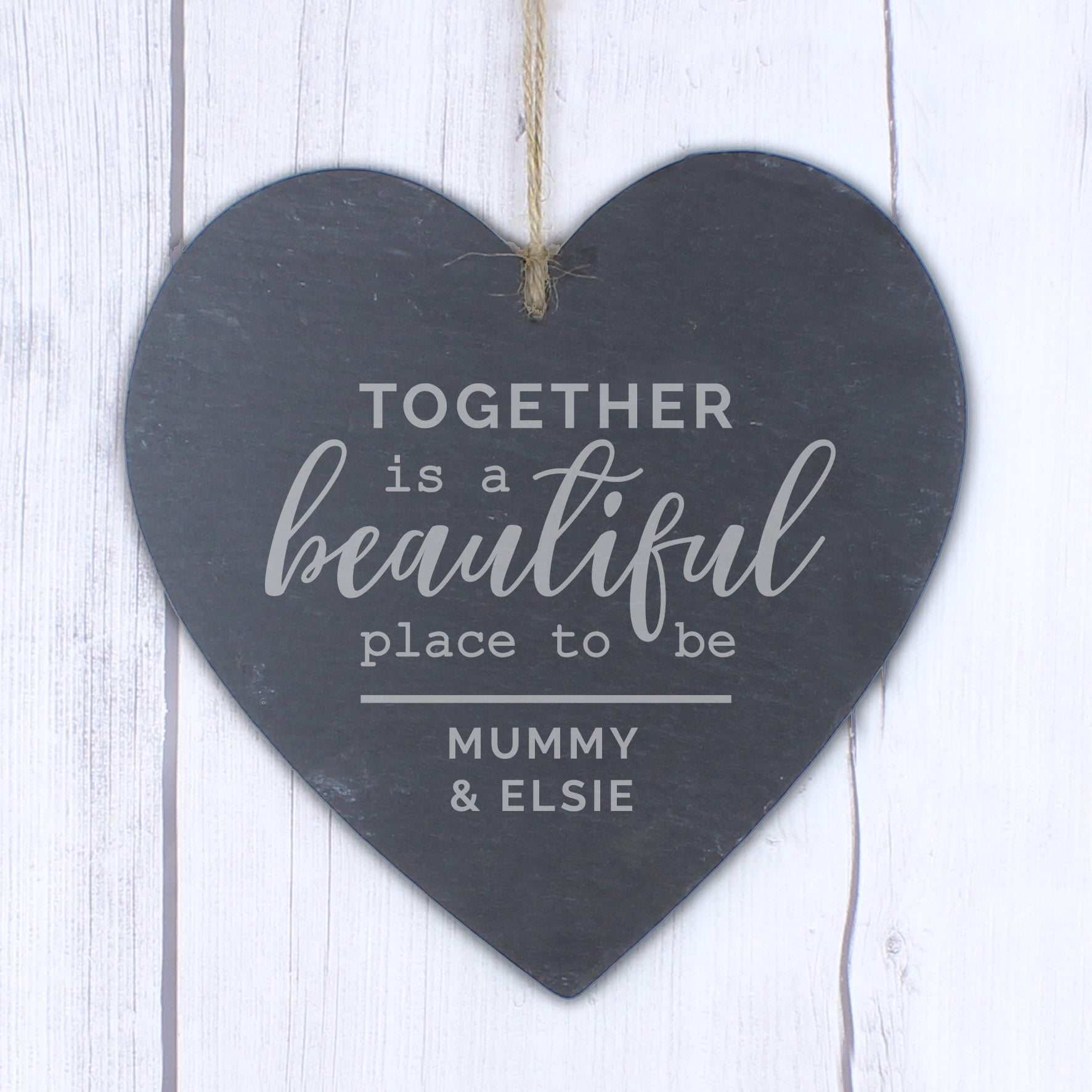 Personalised Together Slate Heart Decoration - MK&JD Gifts