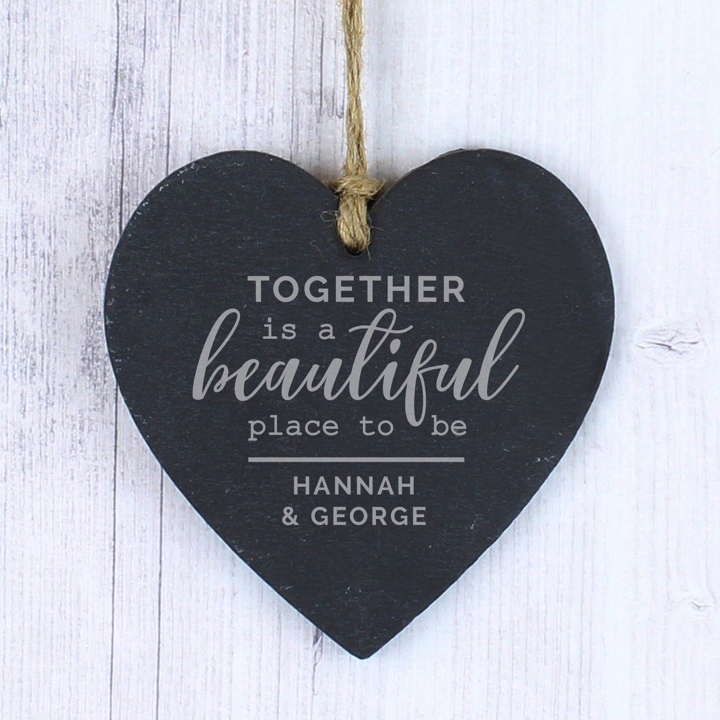 Personalised Together Slate Heart Decoration - MK&JD Gifts