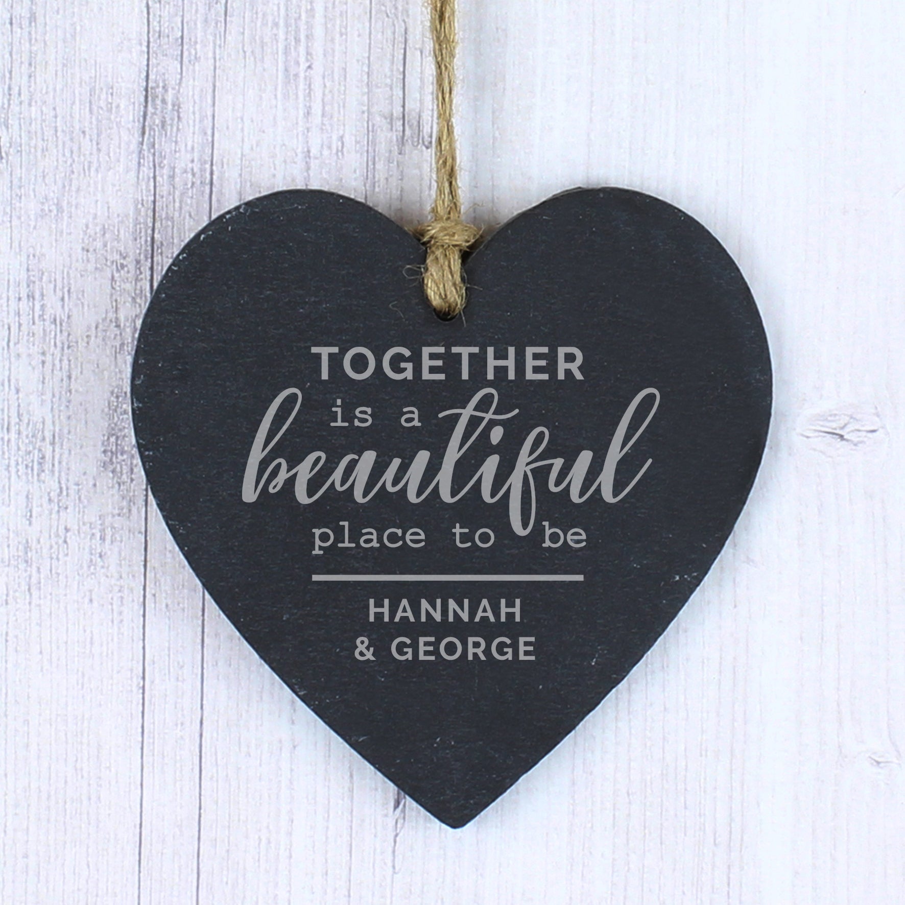 Personalised Together Slate Heart Decoration - MK&JD Gifts