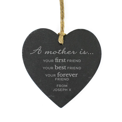 Personalised 'A Mother Is' Slate Heart Decoration - MK&JD Gifts