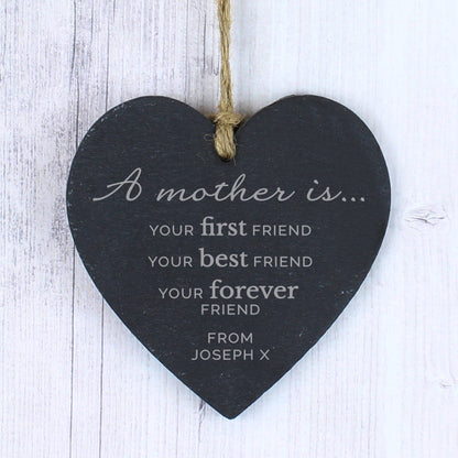 Personalised 'A Mother Is' Slate Heart Decoration - MK&JD Gifts