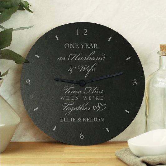 Personalised Anniversary Slate Clock - MK&JD Gifts