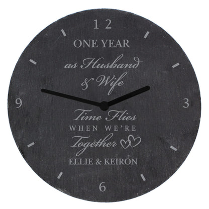 Personalised Anniversary Slate Clock - MK&JD Gifts