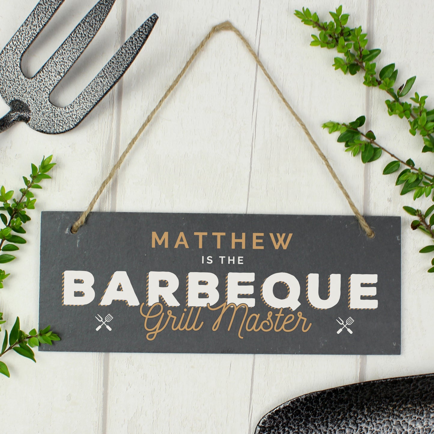 Personalised ""Barbeque Grill Master"" Printed Hanging Slate Plaque - MK&JD Gifts