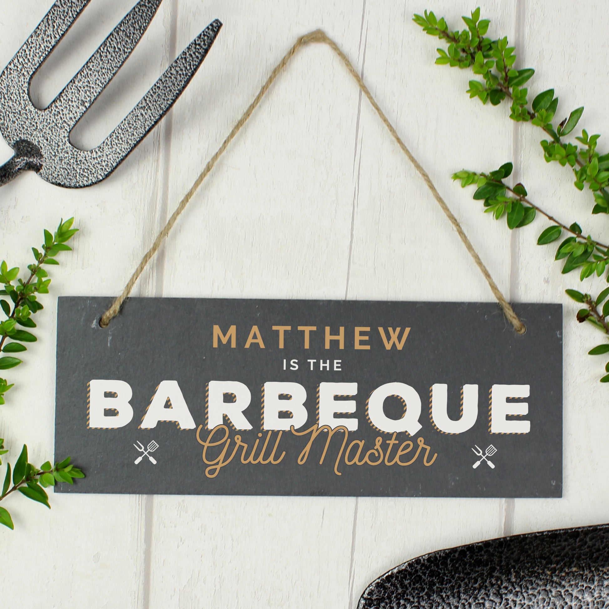 Personalised ""Barbeque Grill Master"" Printed Hanging Slate Plaque - MK&JD Gifts
