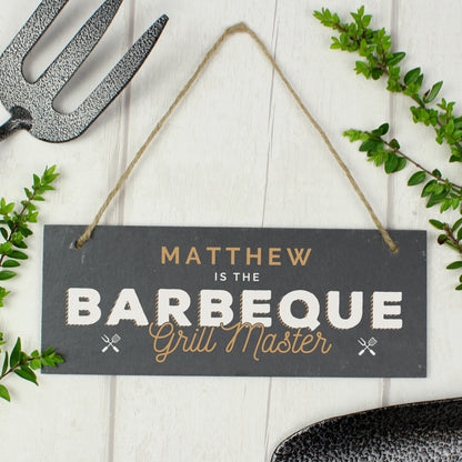 Personalised ""Barbeque Grill Master"" Printed Hanging Slate Plaque - MK&JD Gifts