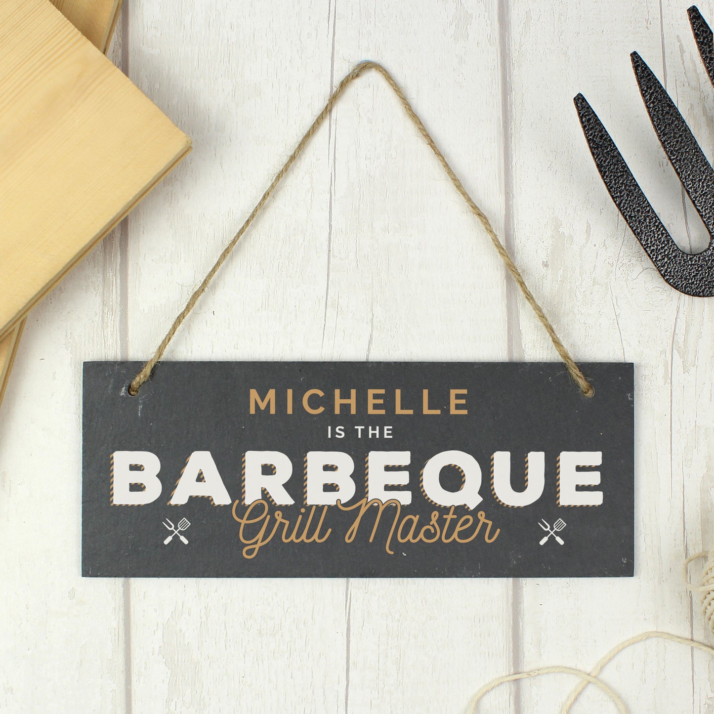 Personalised ""Barbeque Grill Master"" Printed Hanging Slate Plaque - MK&JD Gifts