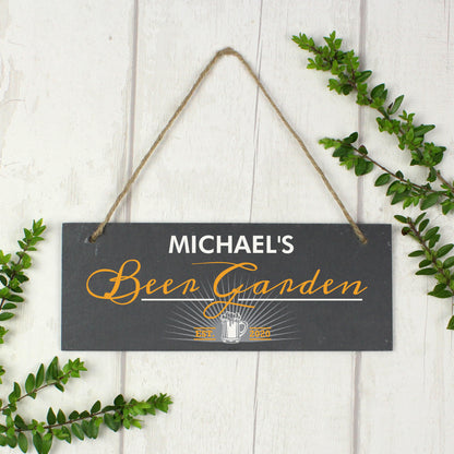 Personalised ""Beer Garden"" Printed Hanging Slate Plaque - MK&JD Gifts