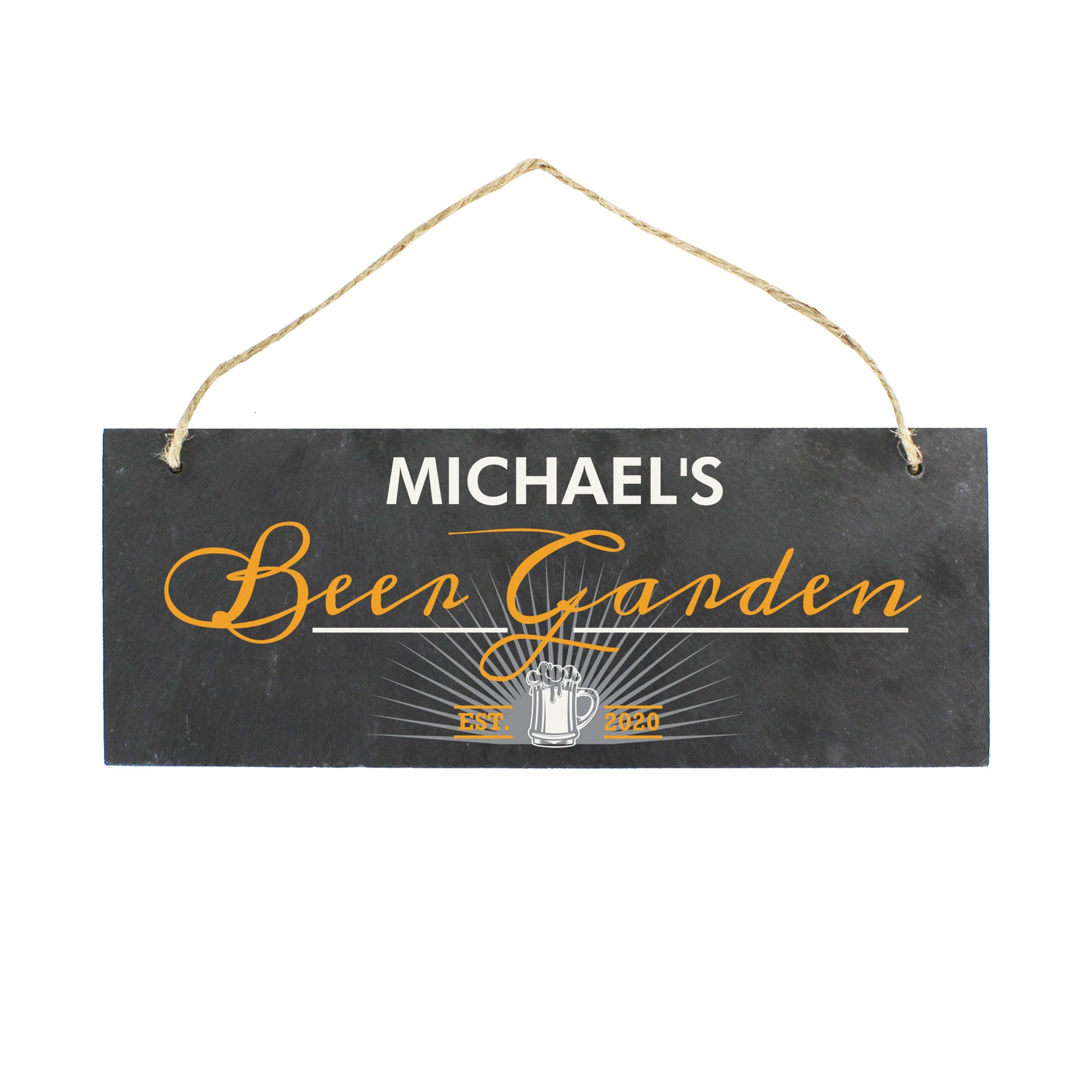 Personalised ""Beer Garden"" Printed Hanging Slate Plaque - MK&JD Gifts