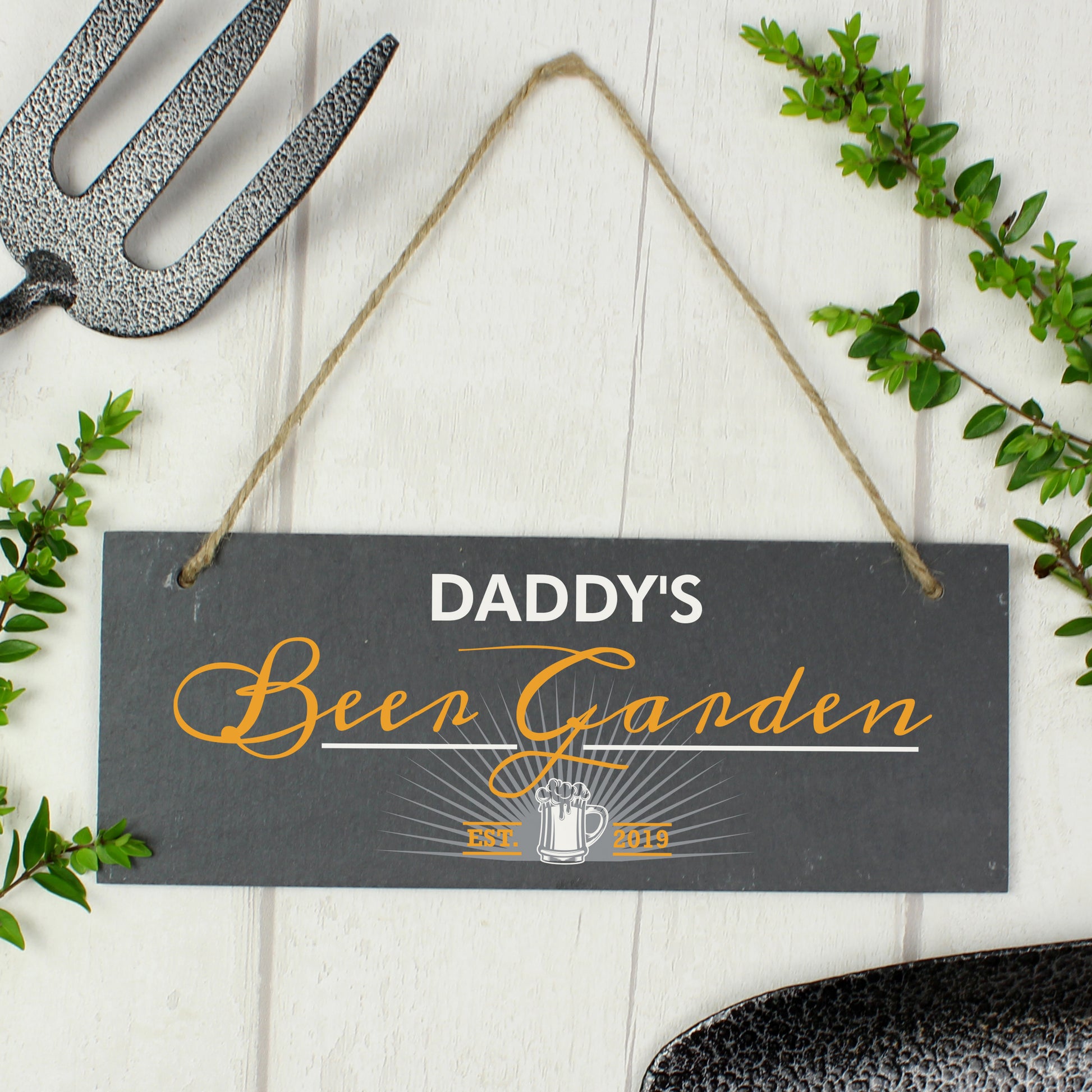 Personalised ""Beer Garden"" Printed Hanging Slate Plaque - MK&JD Gifts