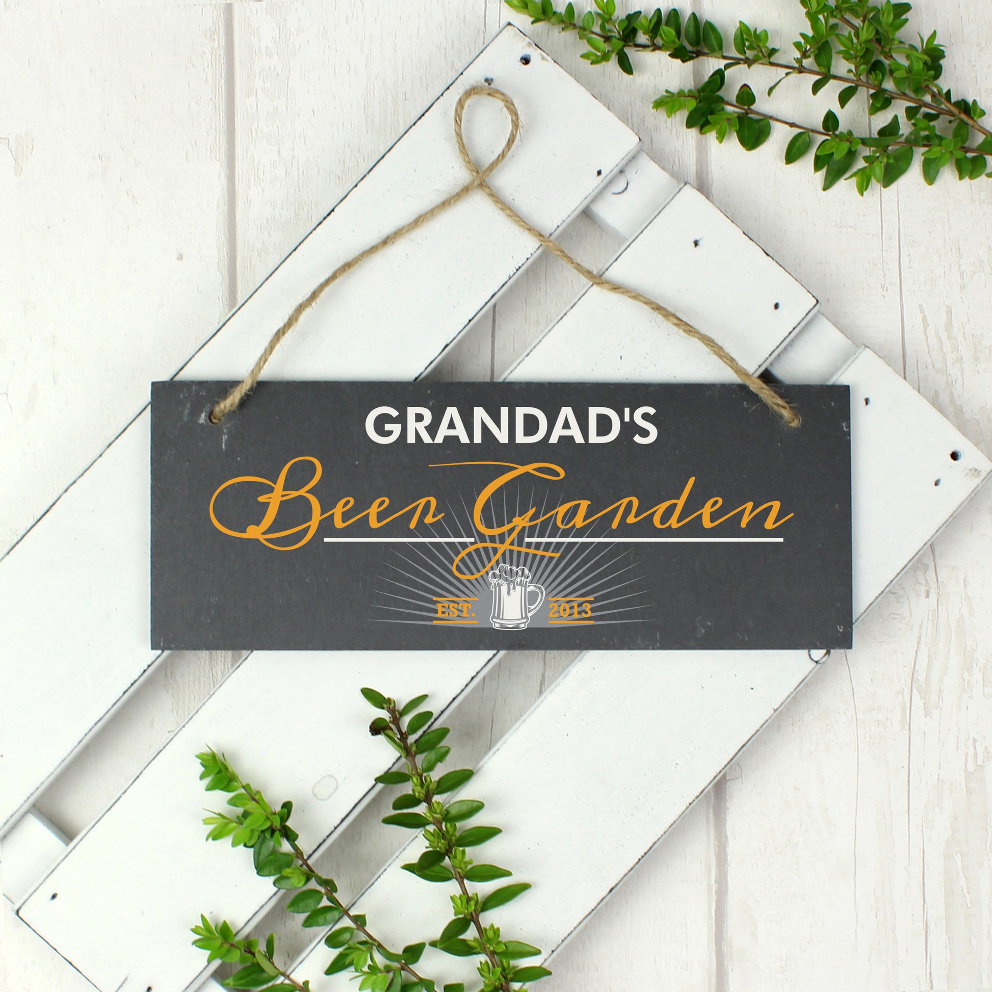 Personalised ""Beer Garden"" Printed Hanging Slate Plaque - MK&JD Gifts