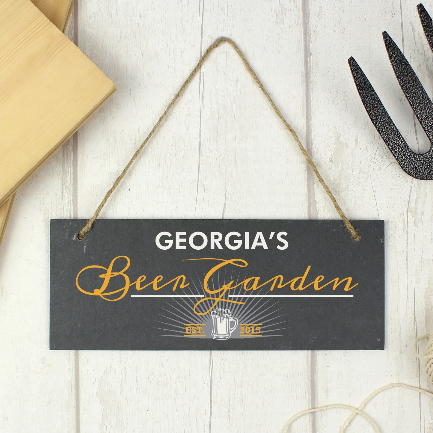 Personalised ""Beer Garden"" Printed Hanging Slate Plaque - MK&JD Gifts