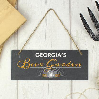 Personalised ""Beer Garden"" Printed Hanging Slate Plaque - MK&JD Gifts