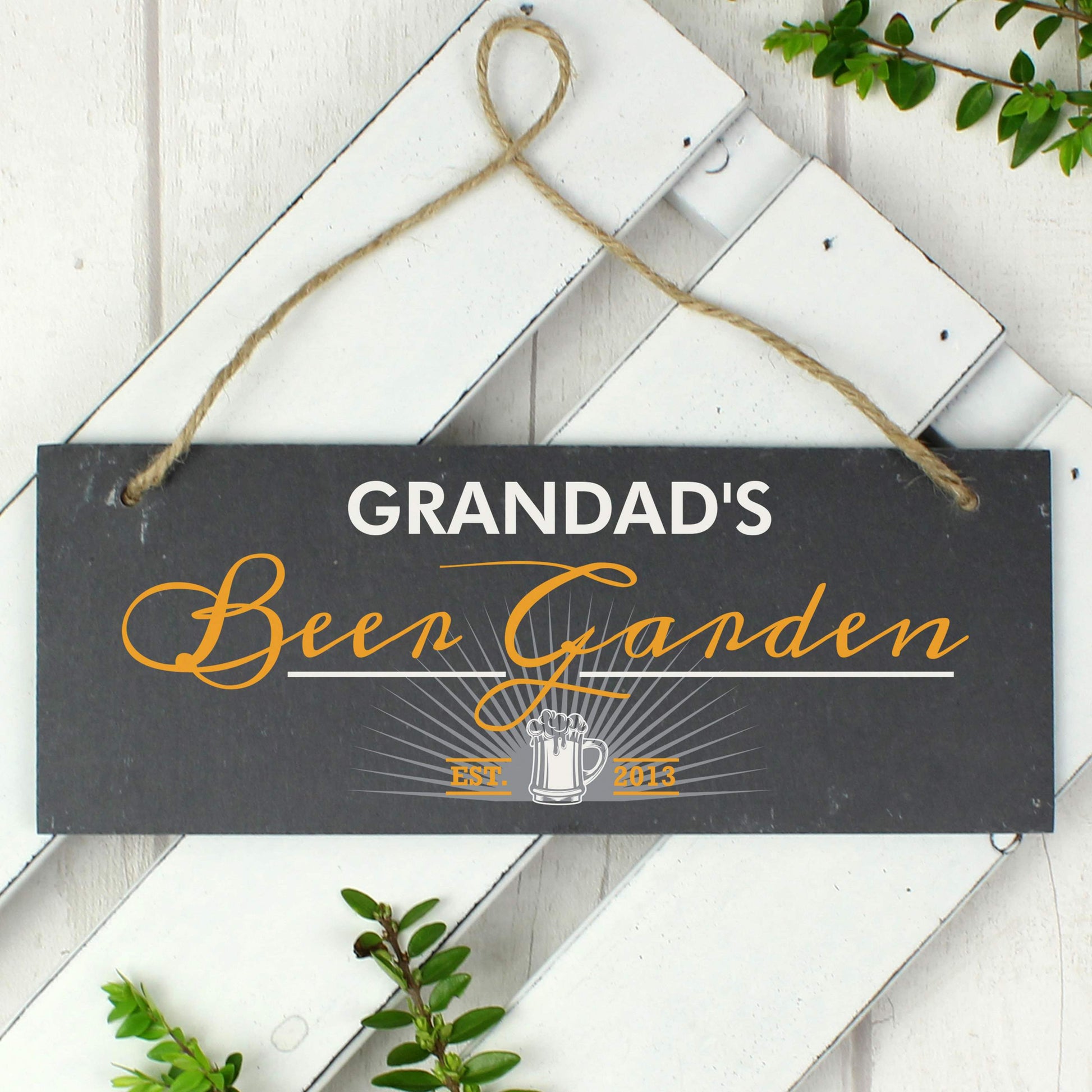 Personalised ""Beer Garden"" Printed Hanging Slate Plaque - MK&JD Gifts