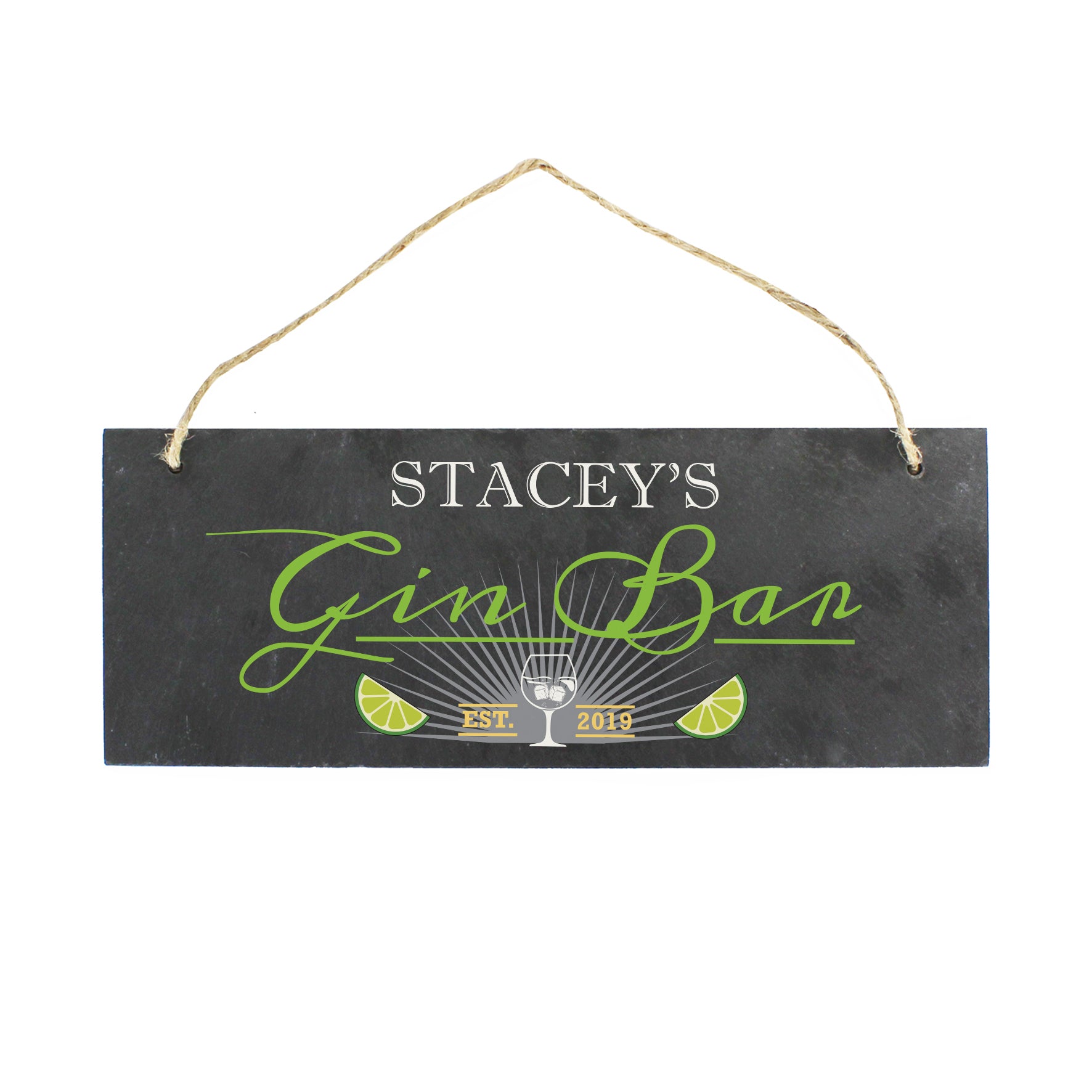 Personalised ""Gin Bar"" Printed Hanging Slate Plaque - MK&JD Gifts