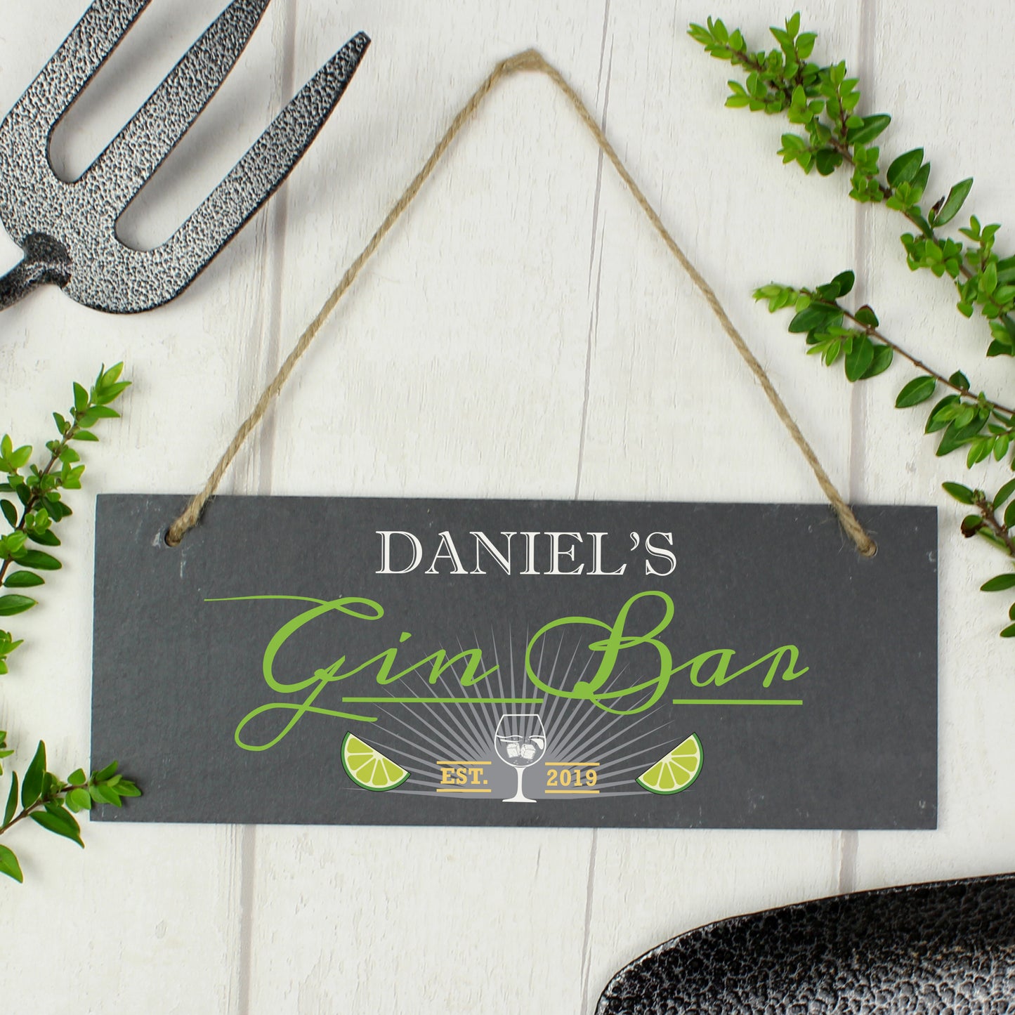 Personalised ""Gin Bar"" Printed Hanging Slate Plaque - MK&JD Gifts