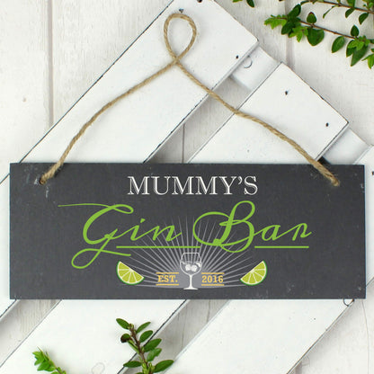 Personalised ""Gin Bar"" Printed Hanging Slate Plaque - MK&JD Gifts