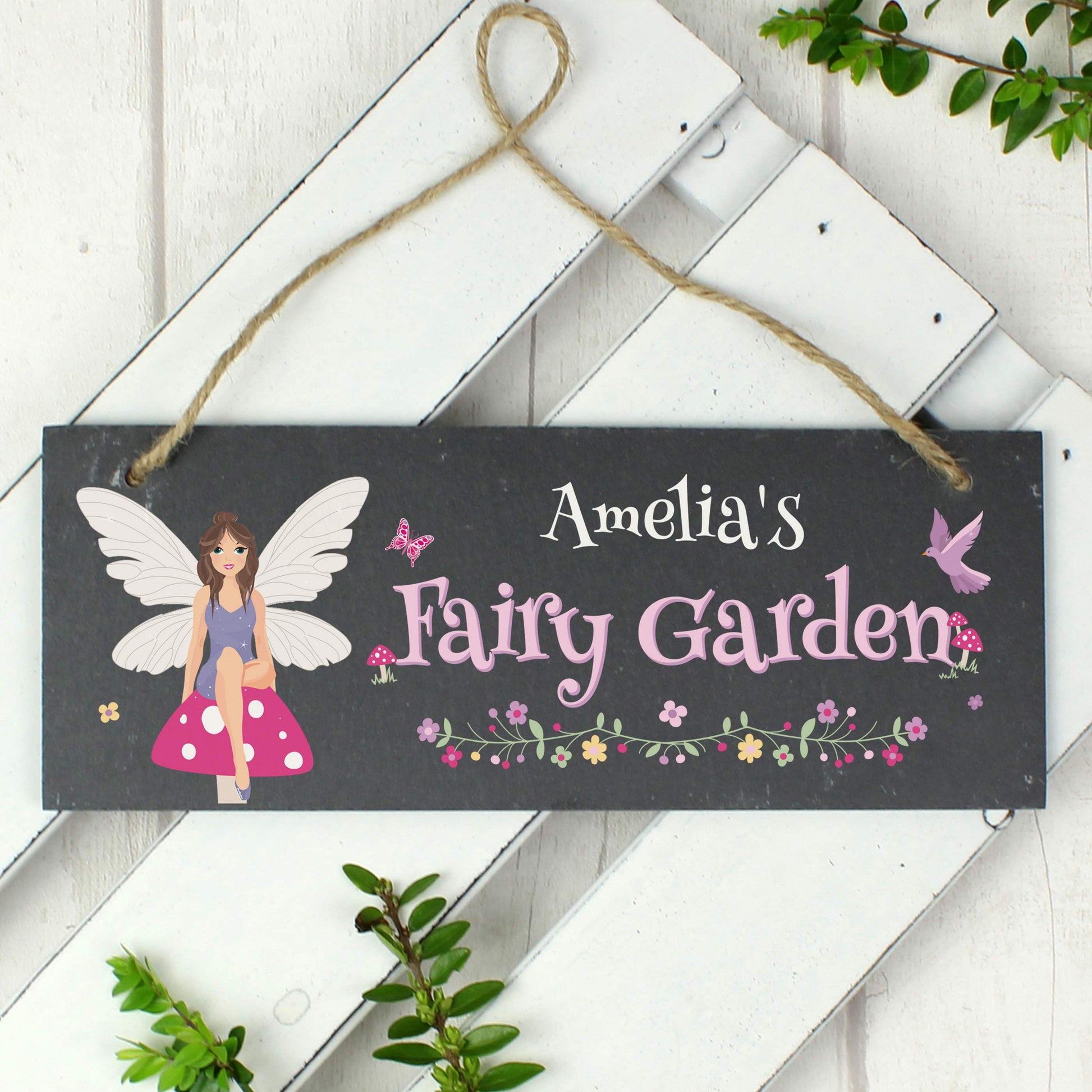 Personalised Fairy Garden Printed Hanging Slate Plaque - MK&JD Gifts
