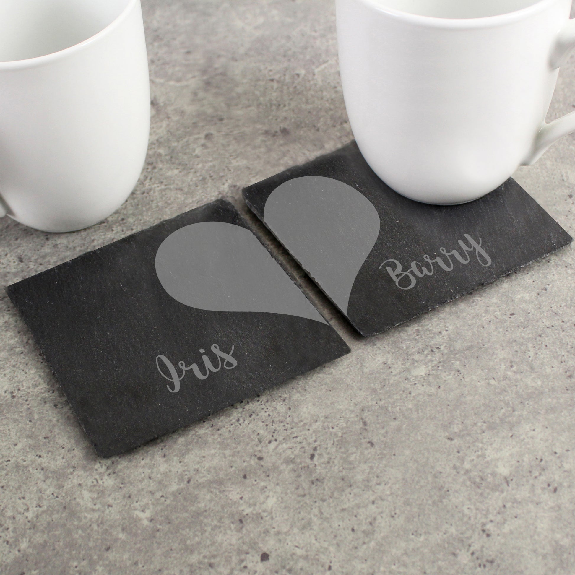 Personalised Two Hearts Slate Coaster Set - MK&JD Gifts