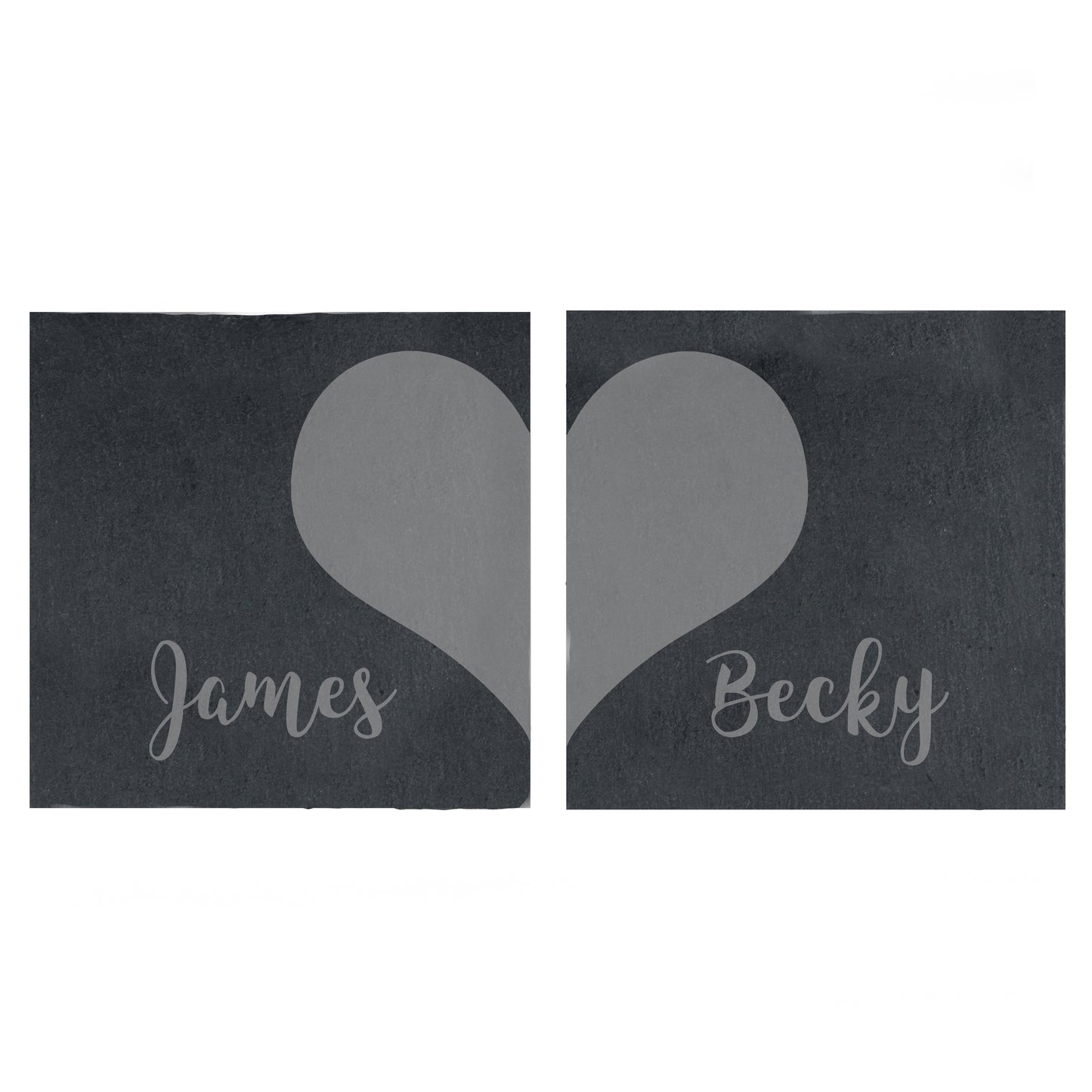 Personalised Two Hearts Slate Coaster Set - MK&JD Gifts