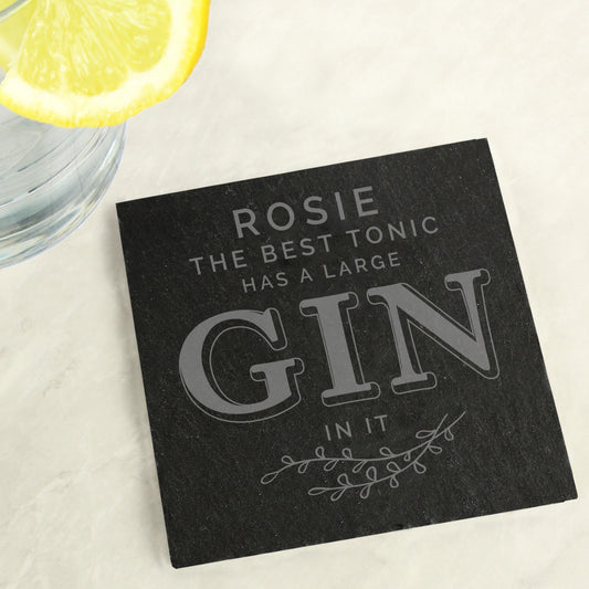 Personalised Gin & Tonic Single Slate Coaster - MK&JD Gifts