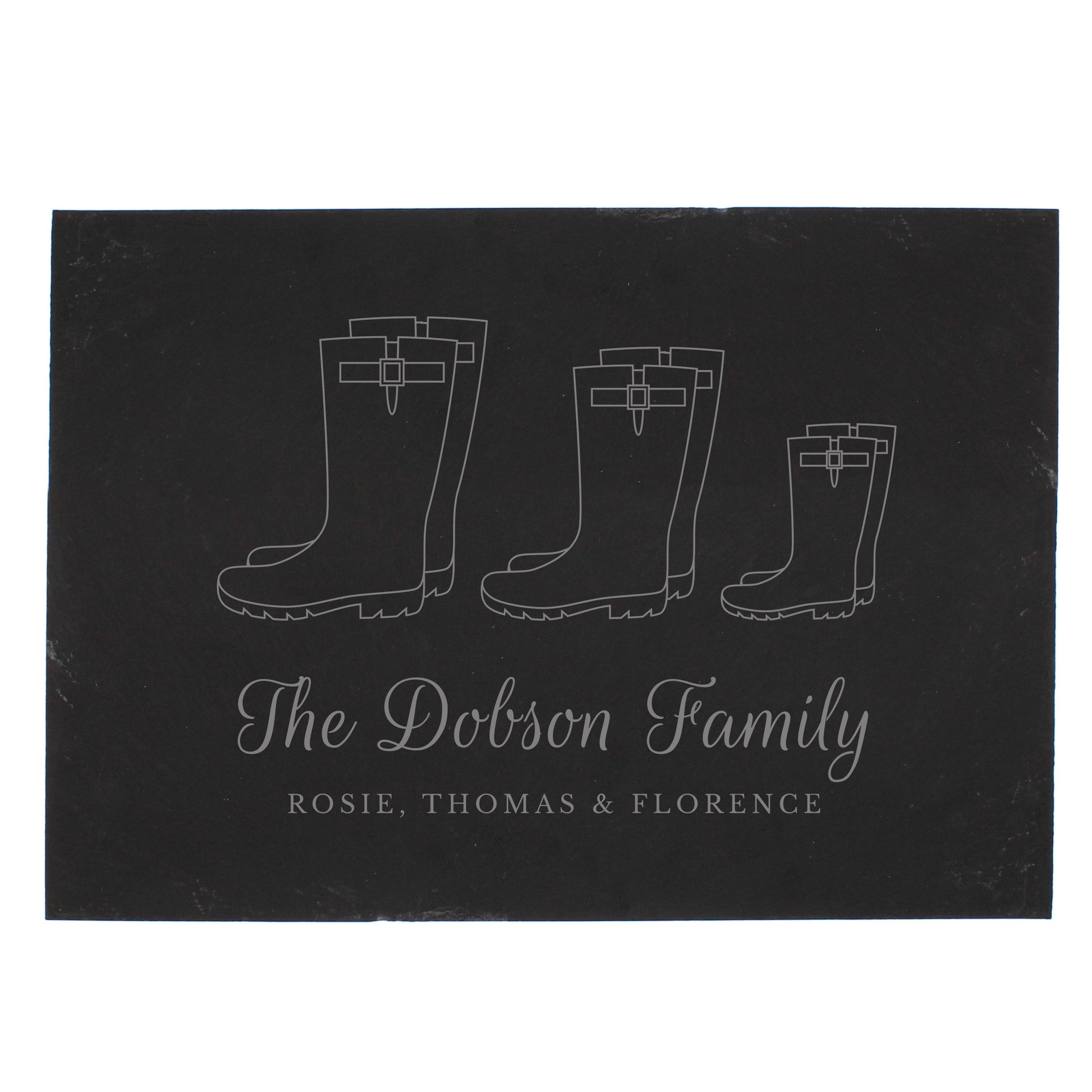 Personalised Welly Boot Family of Three Slate - MK&JD Gifts