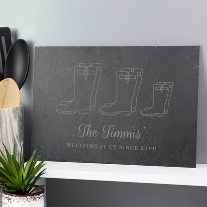 Personalised Welly Boot Family of Three Slate - MK&JD Gifts