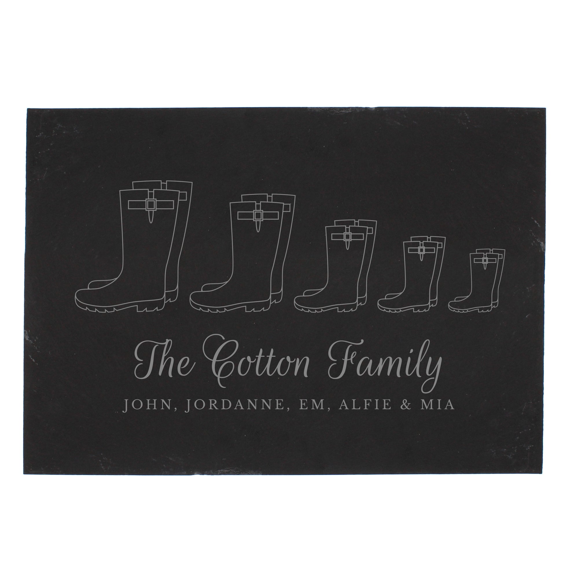 Personalised Welly Boot Family of Five Slate - MK&JD Gifts