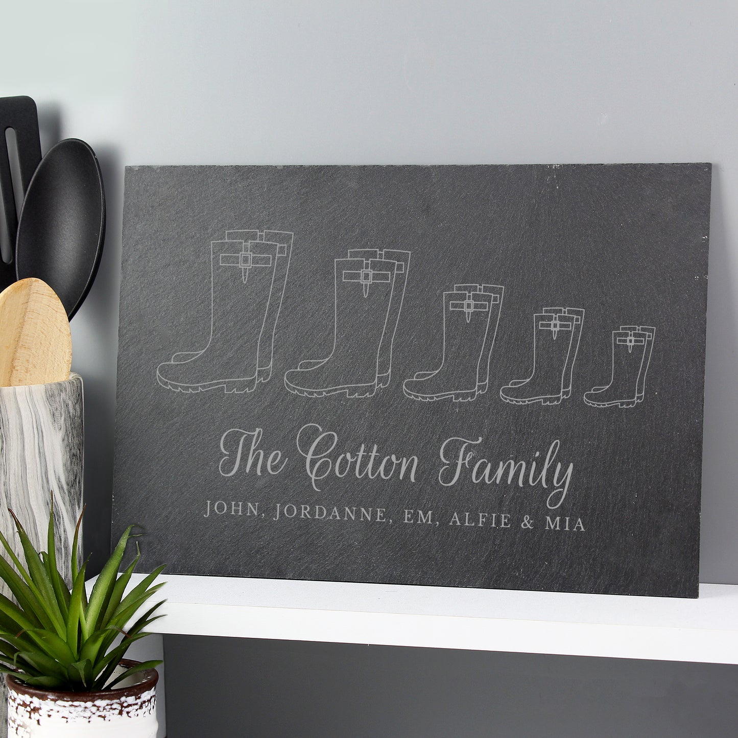 Personalised Welly Boot Family of Five Slate - MK&JD Gifts