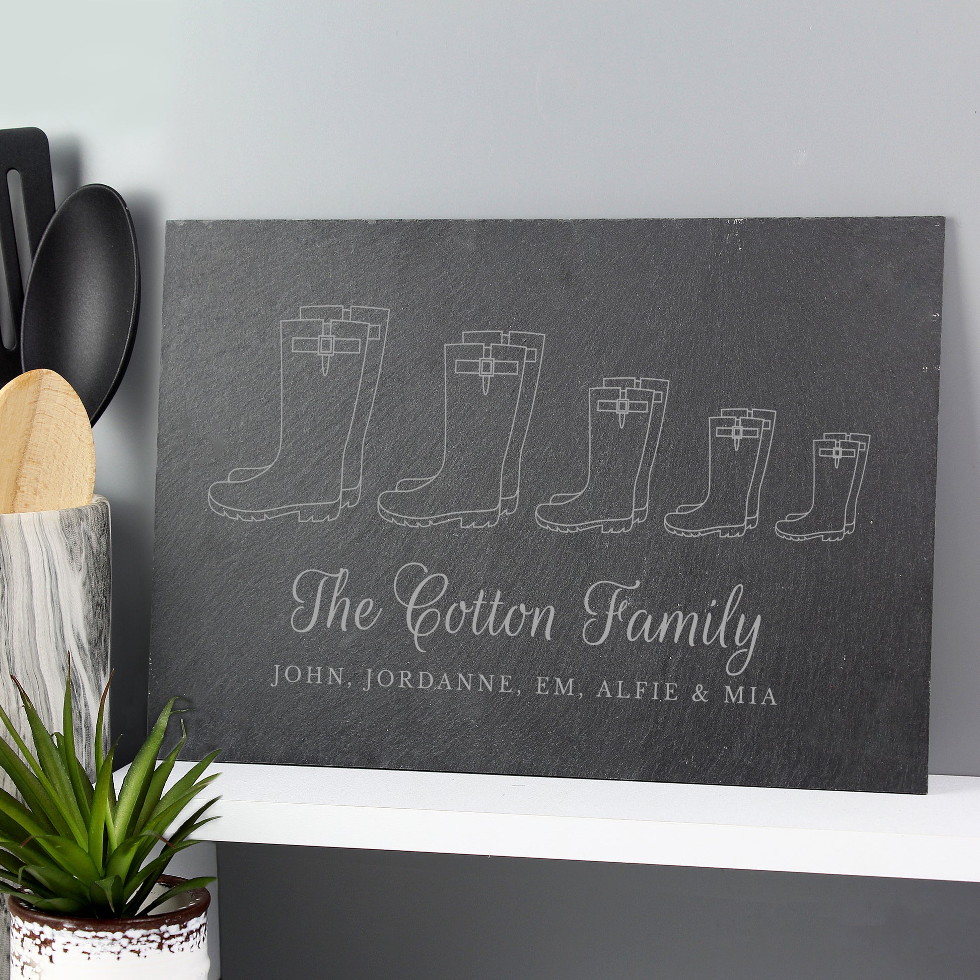 Personalised Welly Boot Family of Five Slate - MK&JD Gifts