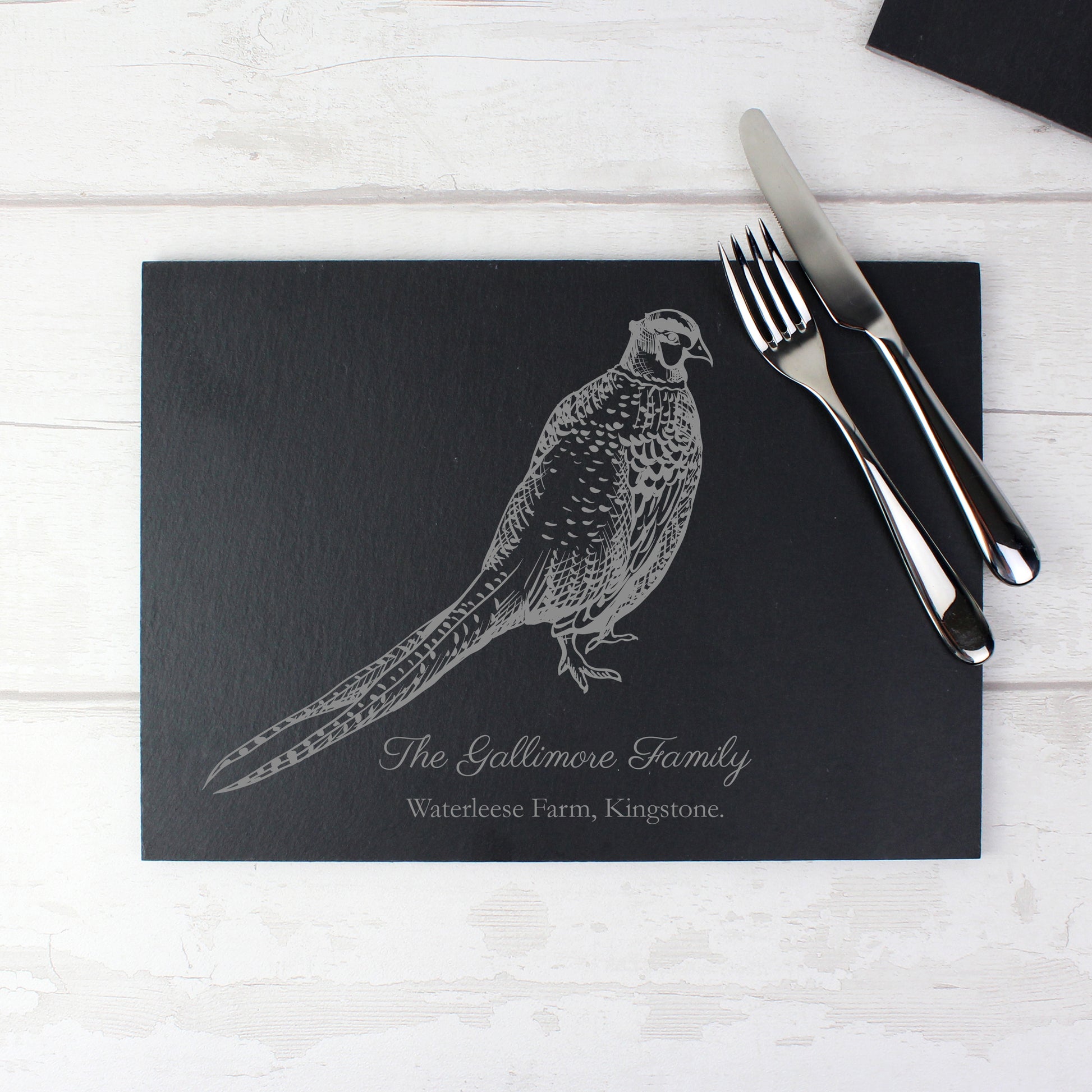 Personalised Pheasant Slate Placemat - MK&JD Gifts