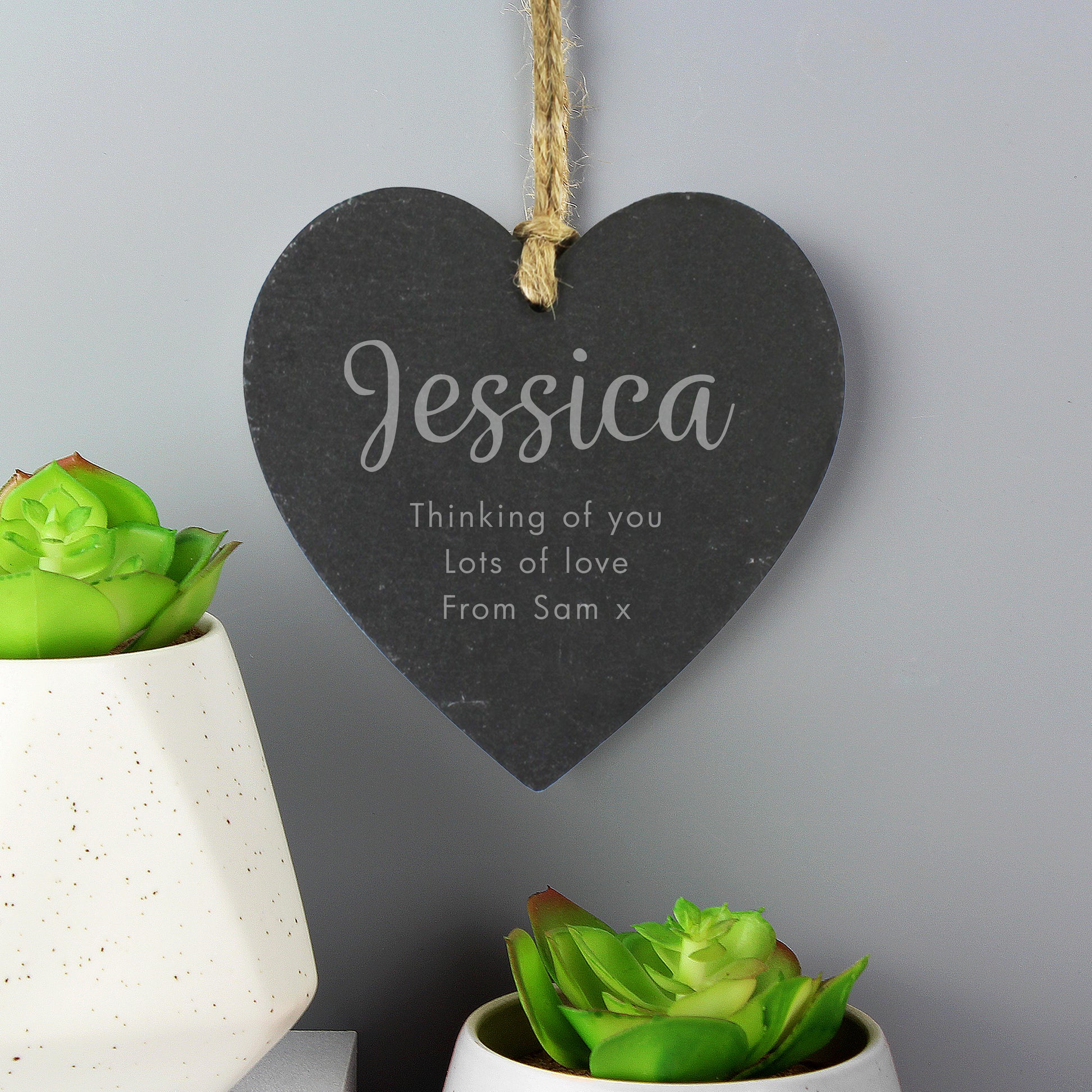 Personalised Free Text Slate Heart Decoration - MK&JD Gifts