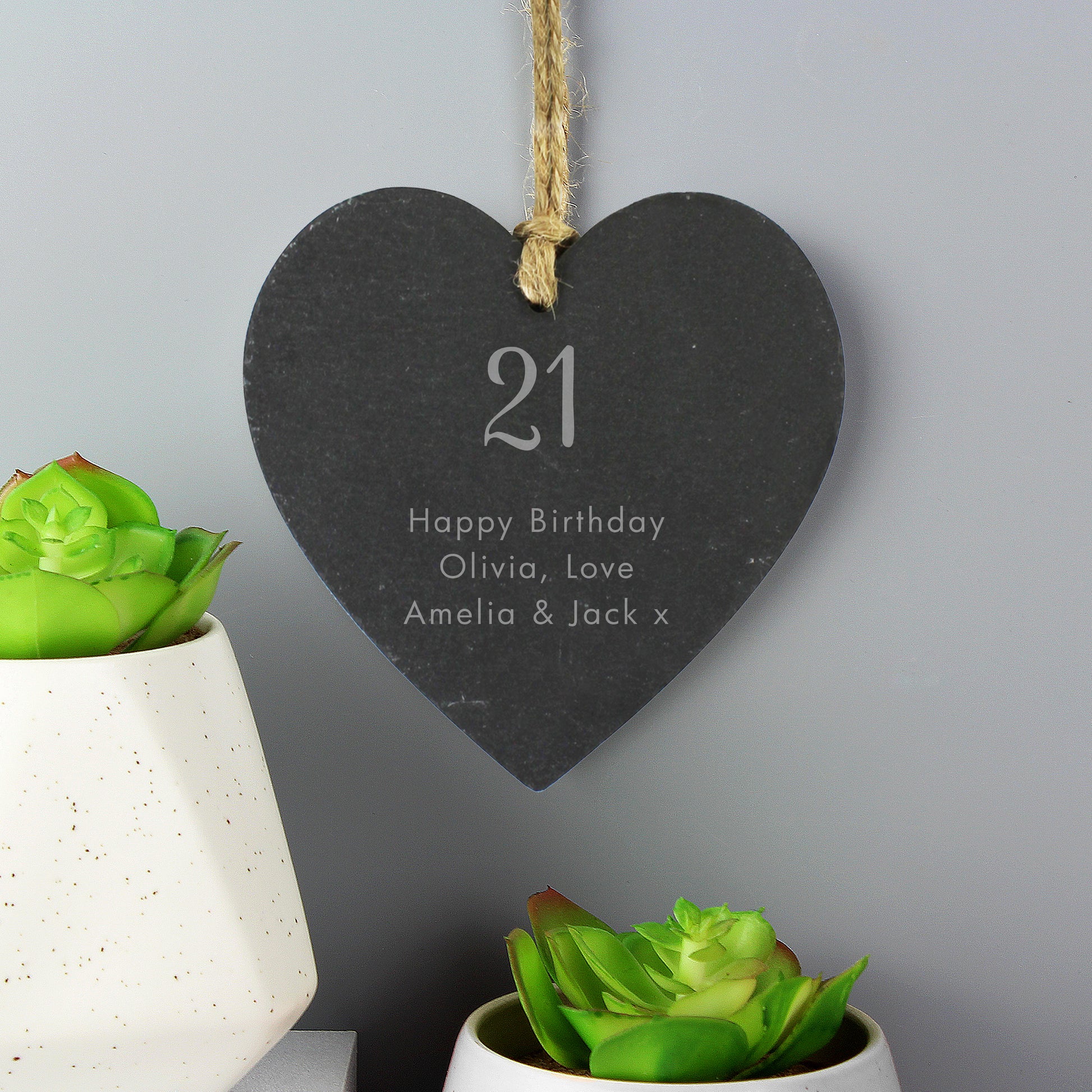 Personalised Free Text Slate Heart Decoration - MK&JD Gifts