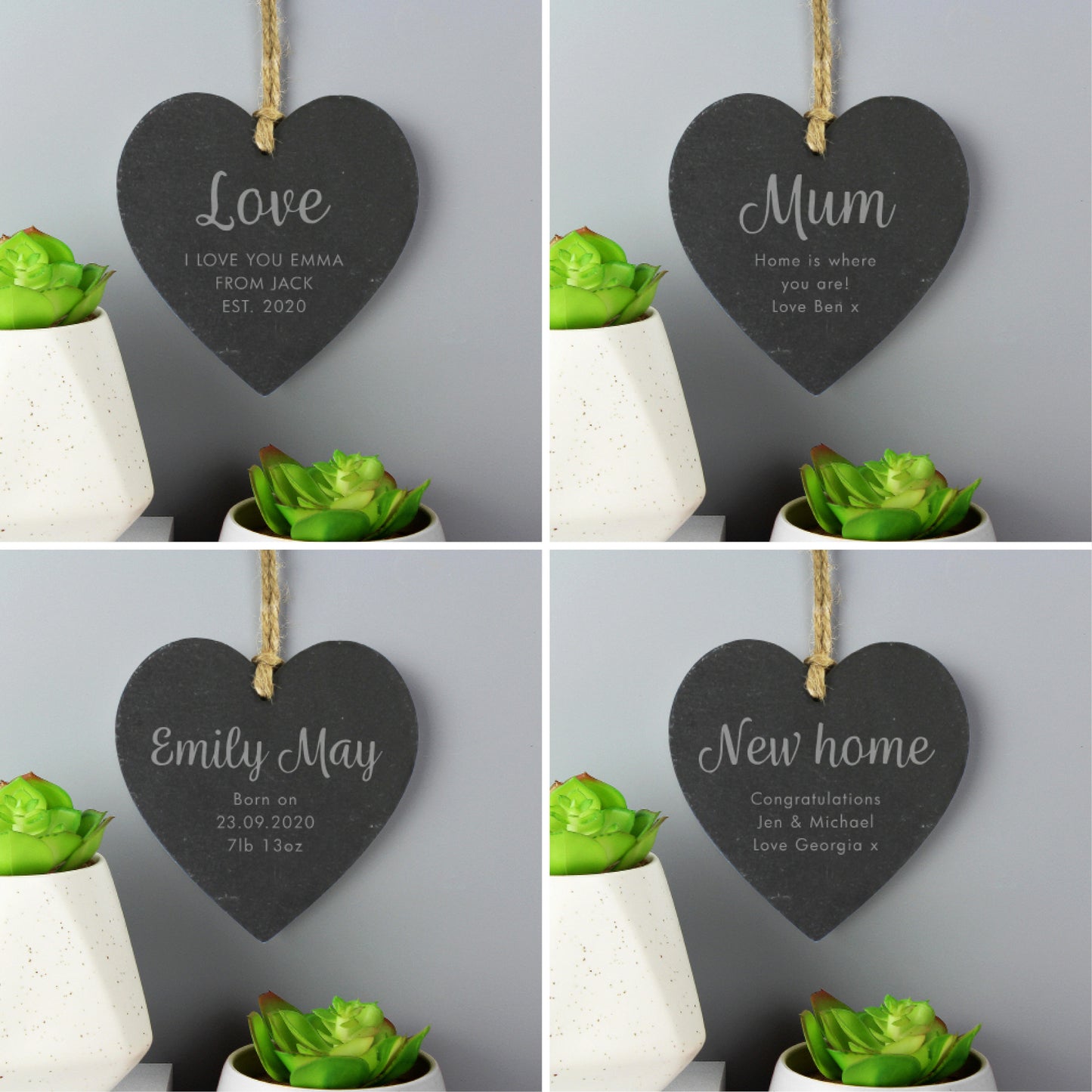 Personalised Free Text Slate Heart Decoration - MK&JD Gifts